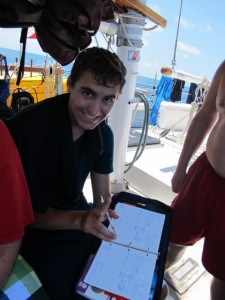 Our fearless crew leader keeps an excellent logbook.